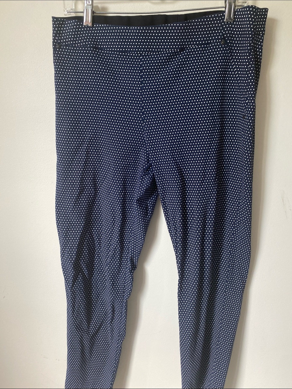 cleo Navy Blue Polka Dot Stretch Pants